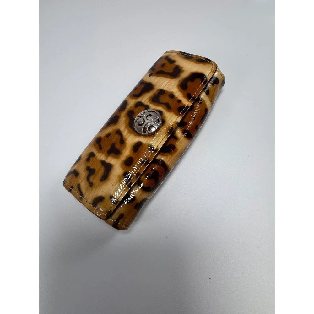 Brighton Leopard Print Patent Leather Lipstick Case with Mirror Gold Interior